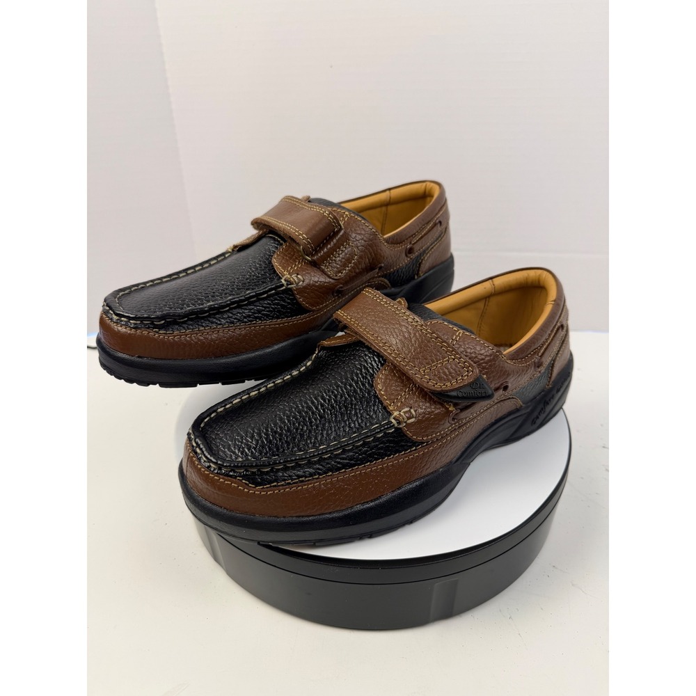 NEW--Men's Two-Tone Brown & Black Leather Slip-On Loafers